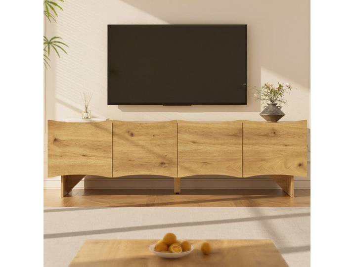 Meuble TV salon Meuble TV 4 portes Support TV Meuble de rangement 155x34.5x45 cm Panneaux de particules Design industriel