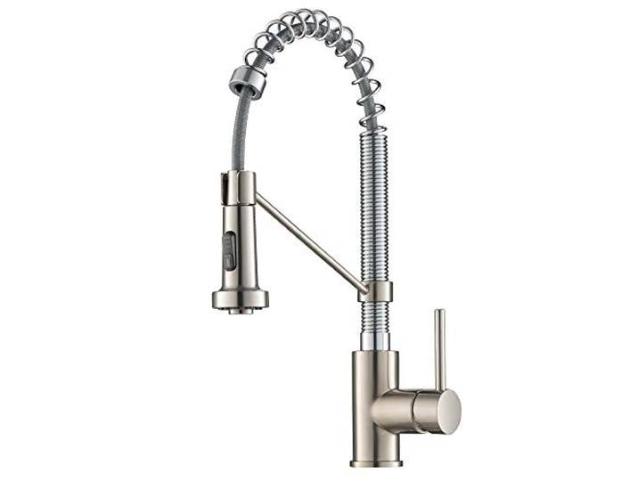 KRAUS Bolden Küchenarmatur im kommerziellen Stil, 2 Funktionen, Einhebel-Küchenarmatur zum Herunterziehen, fleckenfreier Edelstahl/Chrom, KPF-1610SFSCH (1er-Packung)