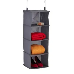 Relaxdays Hängeregal Kleiderschrank 4 Fächer Grau