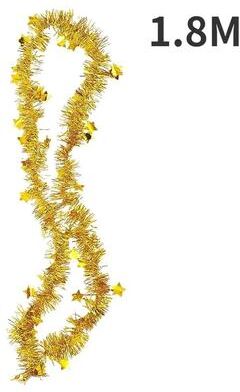 Uplifted Finds 1.8M Christmas Tinsel Ribbon Garland   Premium Star Ornamented PVC Hanging Decor For Home & Wedding Infrastructure a gold 1 Pc