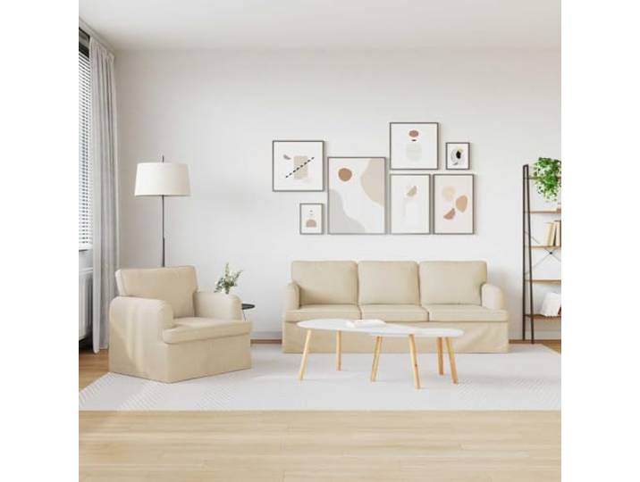 KTHLBRH Sofa-Set, 2-teilig, cremefarben, 201 x 80 x 85 cm Gestell aus robustem Metall, Kissen aus Schaum, ergonomisches Design, einfache Wartung