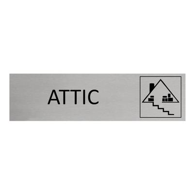 CombiCraft Aluminium Türschild Attic 165x45mm mit 3M-Tape zur Befestigung, einfache Kennzeichnung von Räumen und Bereichen