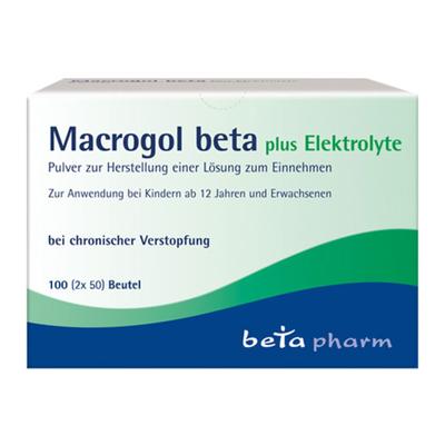 Macrogol beta plus Elektrolyte Plv.z.H.e.L.z.Einn. 100 St Pulver zur Herstellung einer Lösung zum Einnehmen