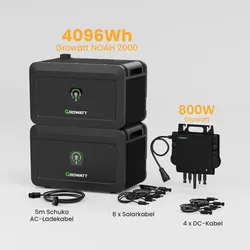 Growatt NOAH 2000 Batteriespeicher für Balkonkraftwerke, by Powerness - 2x Growatt NOAH 2000 | 4096Wh / 1x 800W Growatt NEO / Standardversand