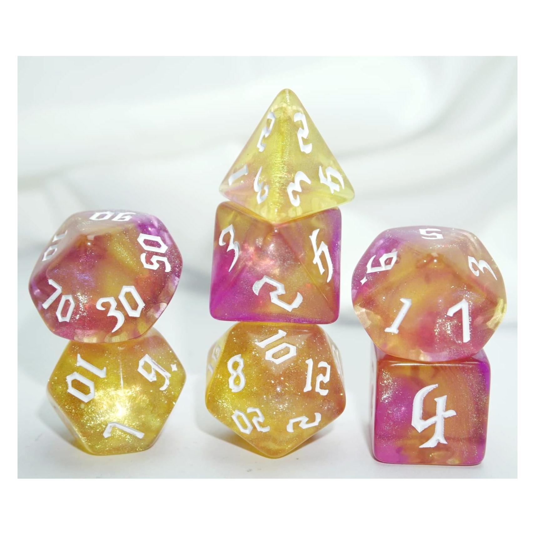 Dice4friends Würfelset Galaxy: Citrin Rose (7) (DIC37364)