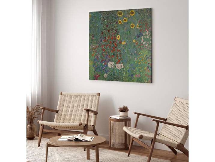 Toile Jardin rural avec tournesol Feutre Vert/Vert 80 x 80cm