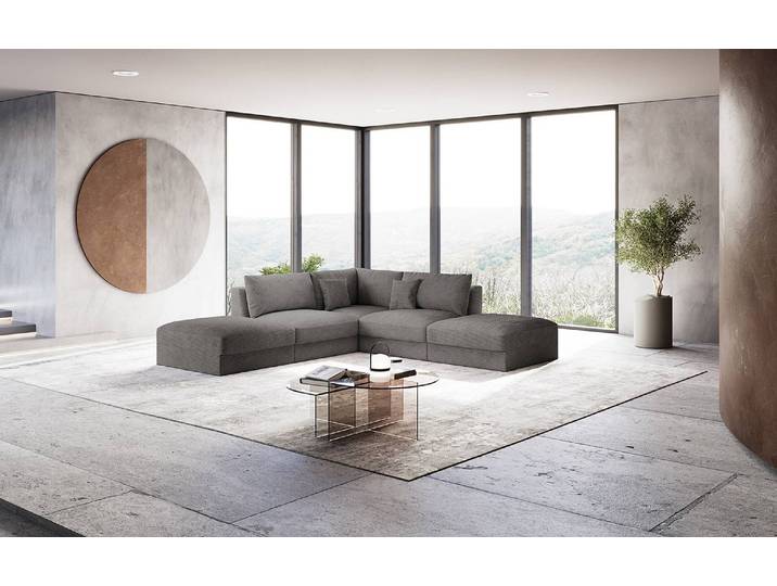 Ecksofa Grau Cordstoff Lizza 293 x 90 x 293cm Modern