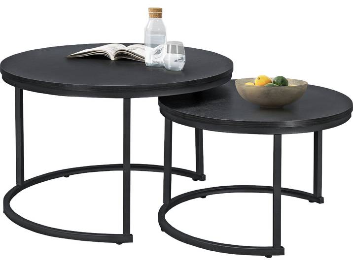 Couchtisch ’Christchurch’ 2er Set Satztisch Metallgestell Schwarz