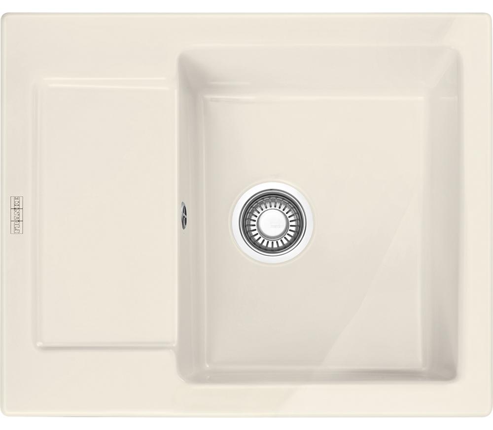 MRK 611-62, 620x510mm, Magnolia, reversibel, Ablaufventil, runder Überlauf, FRANKE Logo, 2 Batterielöcher
