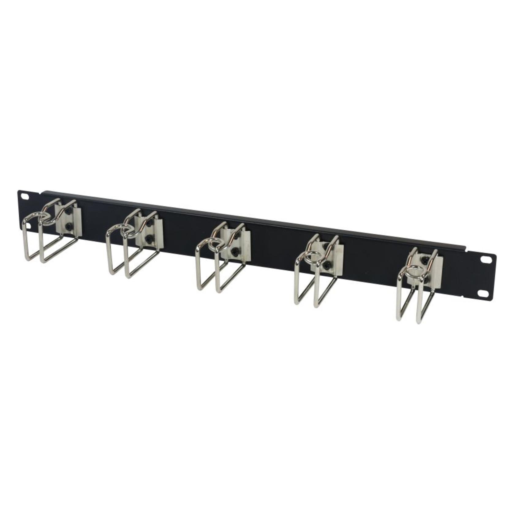 Allnet 19"zbh. Kabelführungsplatte, 1HE, Metall mit 5 grossen Bügeln, Schwarz (ALL-S0002251)