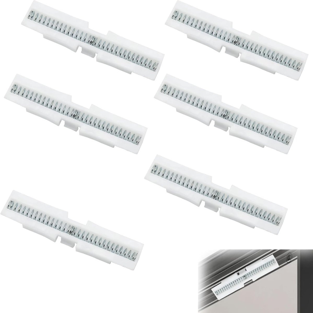 Set van 6 Vouwdeurgeleiders van ABS voor kasten, Topmontage, Beschermrail