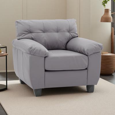 ZWYO HOSIMU 36in PU Leather Removable Back Hardwood Frame Pocketed Coil Cushion Chair Living Room Apartment