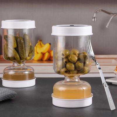 Uplift Picks Olive Pickle Strainer Jar Flip Airtight Container With Brine Separator For Fridge Storage transparent 2 Pcs 2 tier