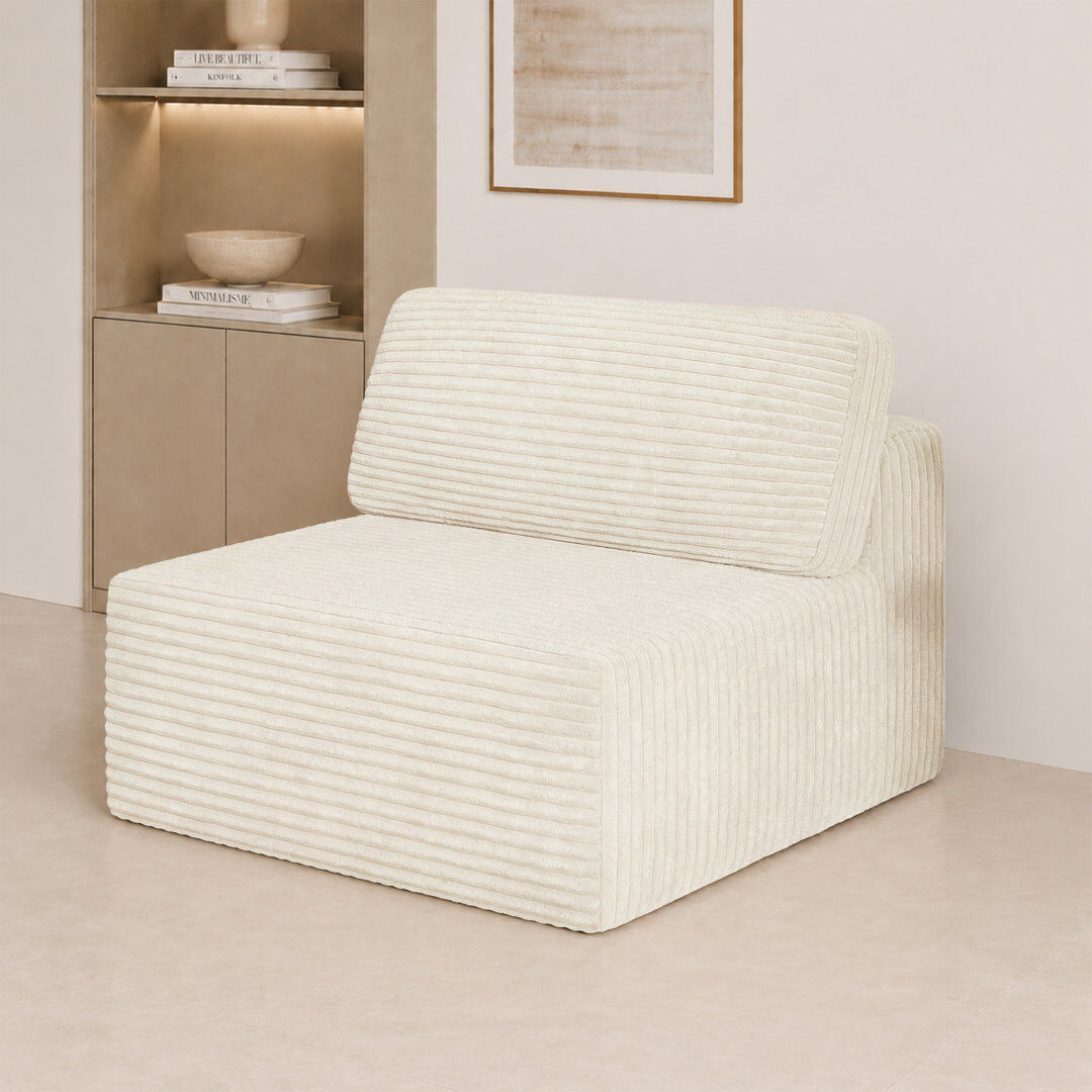 Metro Modular Corduroy 101cm Boneless Armless Accent Chair Beige 82cm H X 101cm W X 101cm D