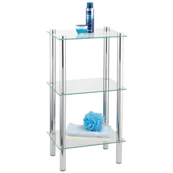 WENKO Regal Mod. Yago viereckig, 3 Ablagen, aus Edelstahl und Sicherheitsglas