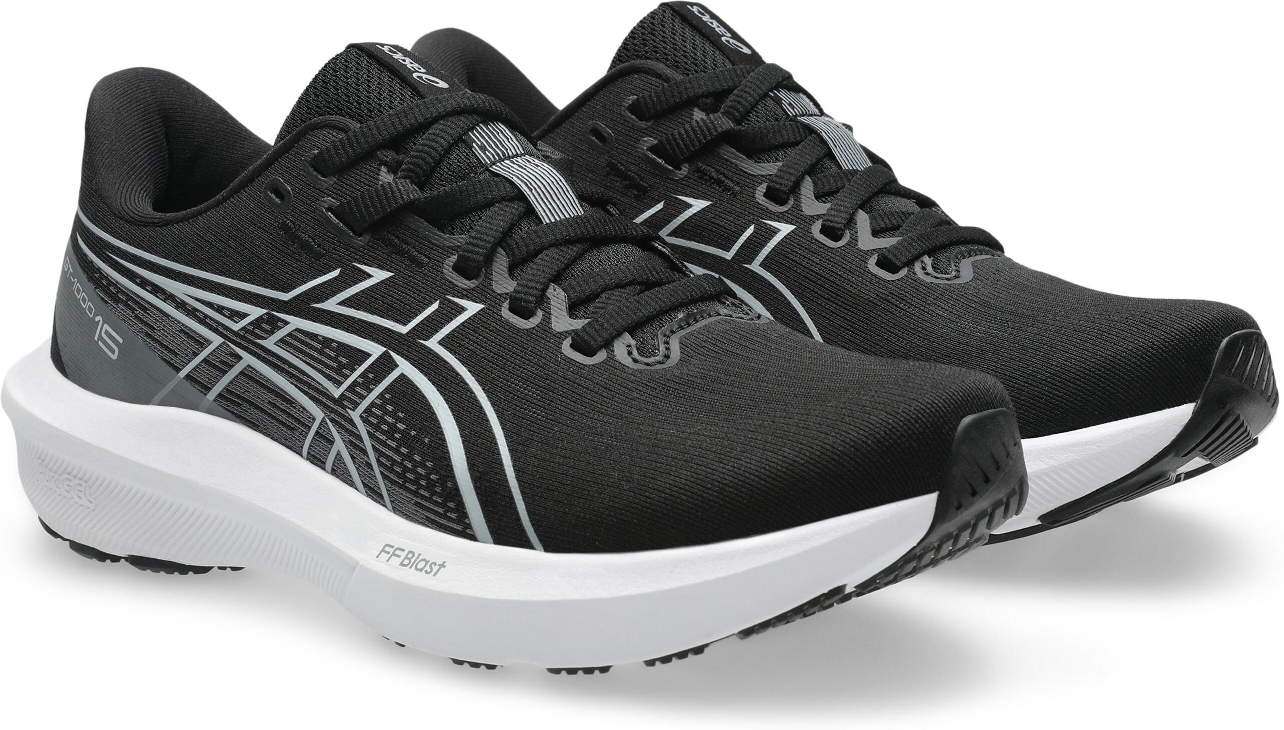 Laufschuh ASICS "GT-1000 15", Damen, Gr. 38, schwarz, schwarz, Synthetik, Schuhe Laufschuh, für mehr Stabilität