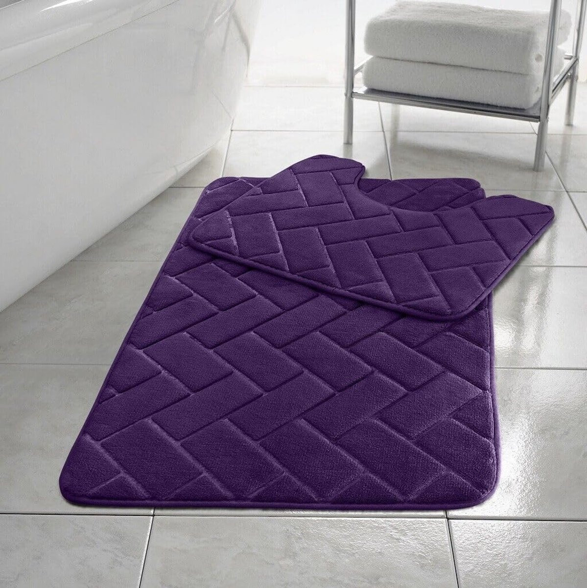 Luxe traagschuim badmat set met antislip voor volwassenen