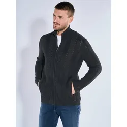 emilio adani Herren Cardigan strukturiert Schwarz regular uni Zipper - S