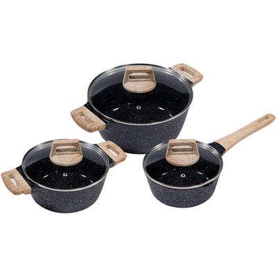 Topf-Set KING "Essential", braun (schwarz, holzfarben), Töpfe, Induktion