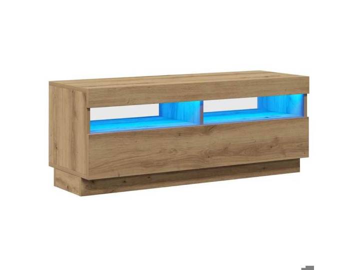 Armoire TV avec Éclairage LED moderne - - bois d'ingénierie - chêne artisanal - 1 porte - 2 compartiments - 100x35x40 cm b250
