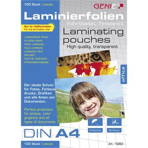 Genie Laminierfolien 10263, DIN A4, 80 mic, glänzend, 100 Stück
