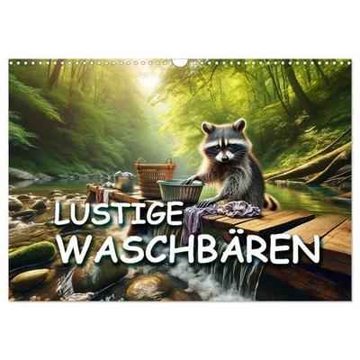 Lustige Waschbären (Wandkalender 2027 DIN A3 quer), CALVENDO Monatskalender