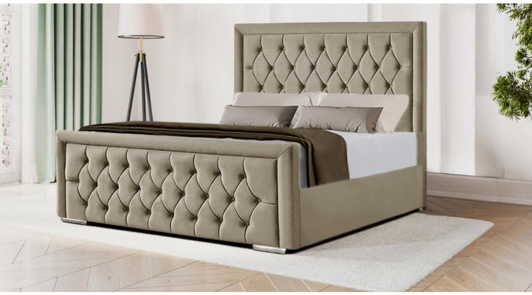 Rosdorf Park Brentley Upholstered Velvet Bed Coffee King (150 x 200 cm)