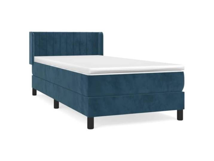 PUGYNBK Boxspringbett, Samt, Dunkelblau, 100 x 200 cm Verstellbares Kopfteil, Taschenfedern, mittlere Festigkeit, weicher Schutz