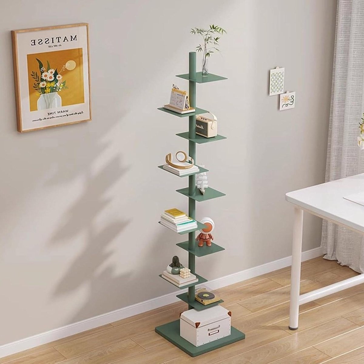 Draaibare Boekenplank Toren met 9 Planken - Groen