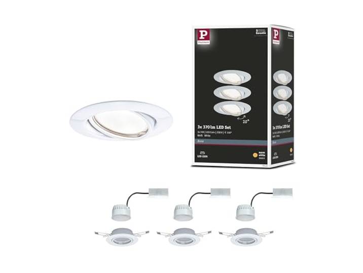 Spot encastré LED Paulmann Base 3 x 5 W\, 3 000 K\, blanc/métal KIT COMPLET - Le kit se compose de trois luminaires