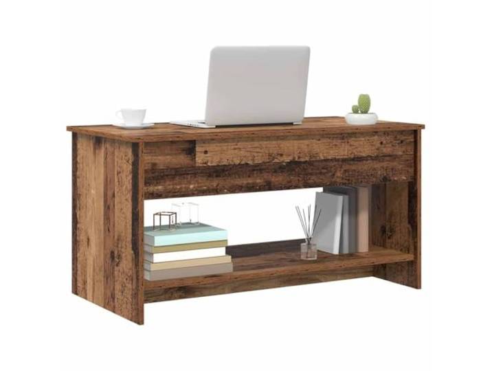 KTHLBRH Couchtisch aus altem Holz, 80 x 50,5 x 41,5 cm Minimalistisches Design, 1 Regalboden aus Holz, Kapazität 75 kg, Montage erforderlich