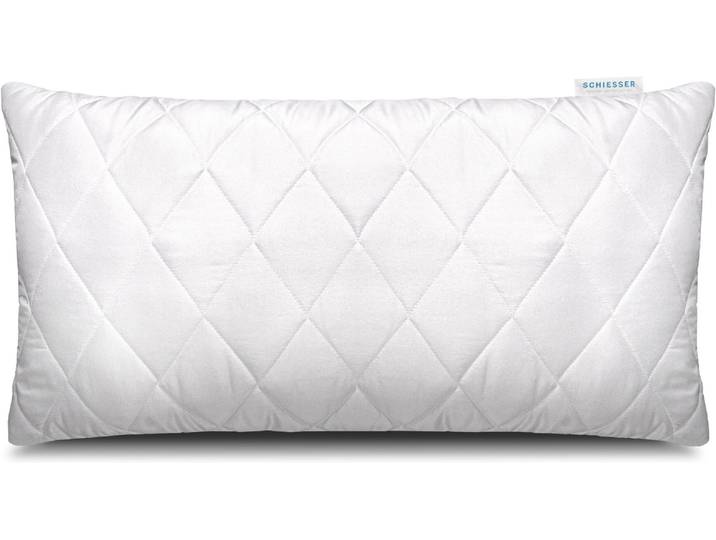 Kopfkissen SCHIESSER Hygge mit recycelter Füllung und individueller Höhenanpassung , weiss (weiß), B:80cm L:80cm, Bettdecken Bezug: 100% Polyester. Bettdecken Füllung: 100% Polyester, Kopfkissen, Kopfkissen, für Allergiker geeignet