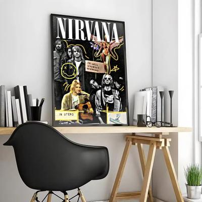 Inspire Essentials Nirvana Rock Band Canvas Poster Waterproof Wall Art 6 8.27 11.81 In