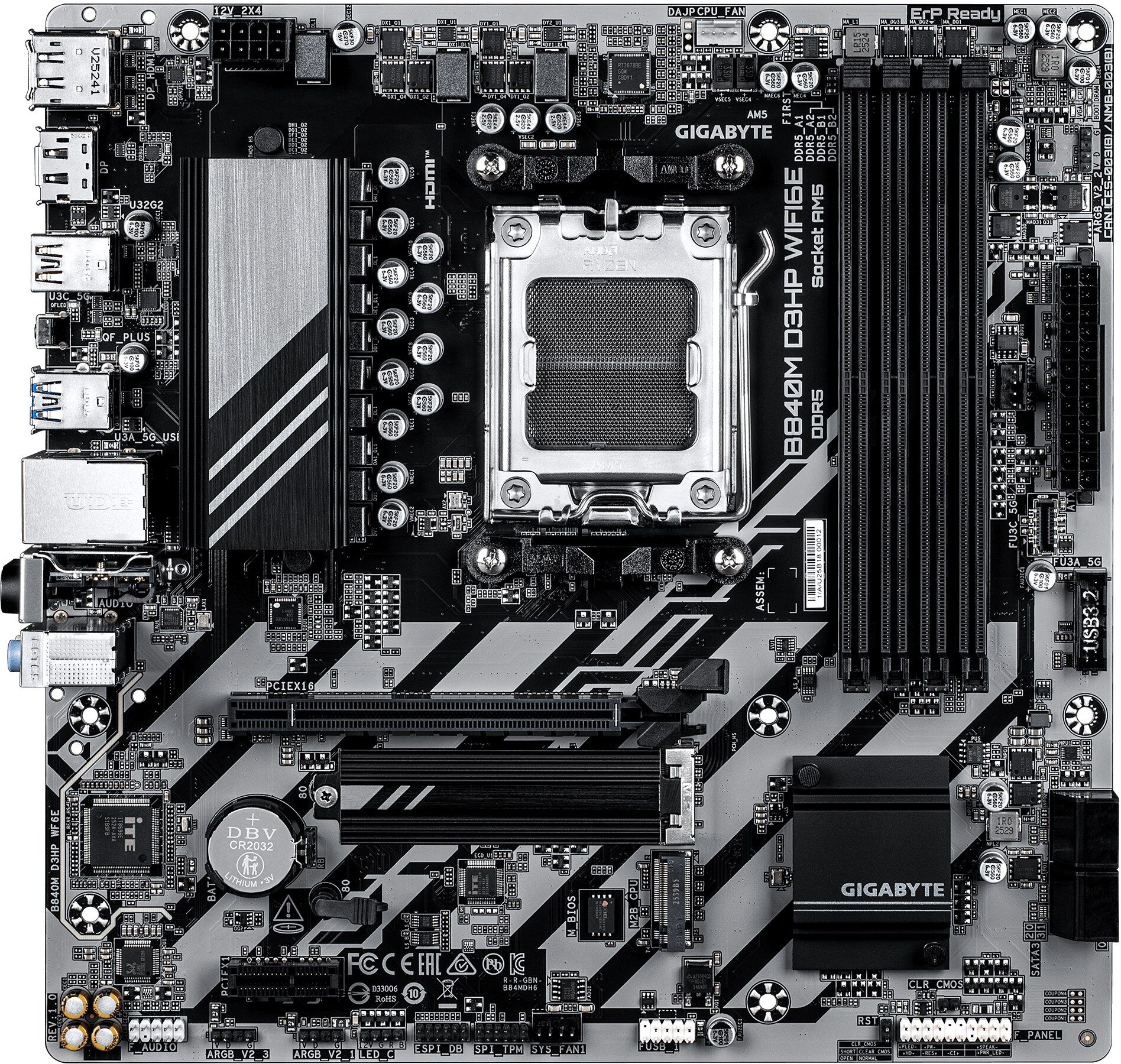 GIGABYTE B840M D3HP AMD B840 Socket AM5 DDR5 Micro-ATX Motherboard - Wi-Fi 6E