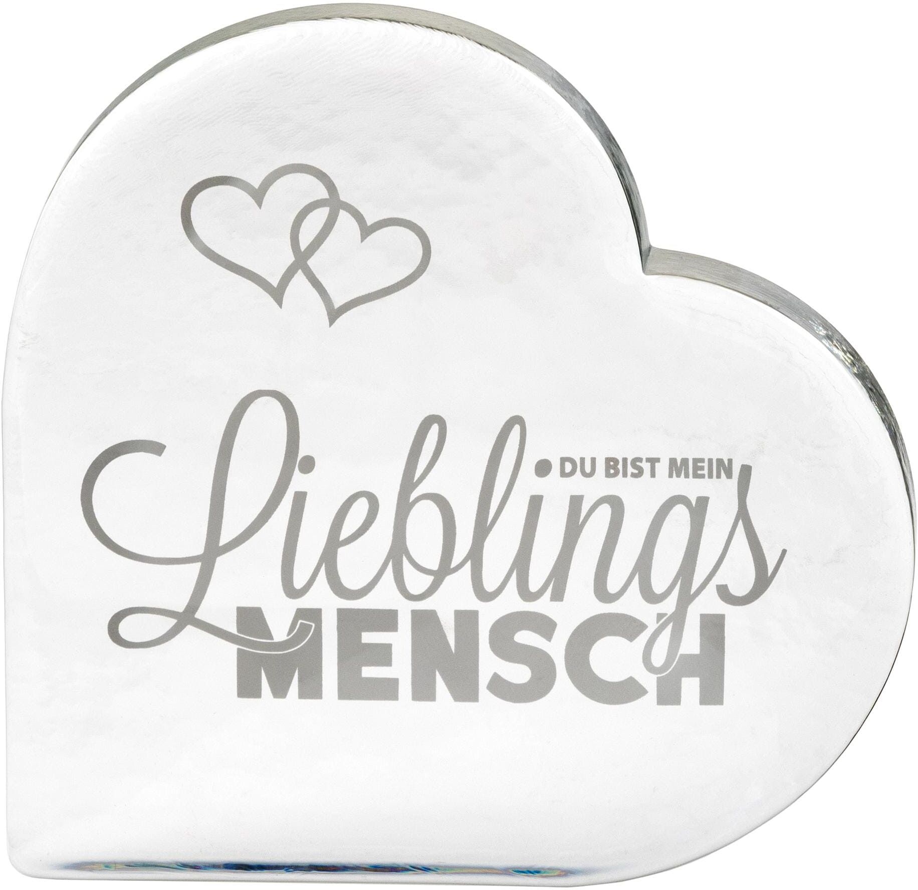 Dekofigur GLASI HERGISWIL "Herz Lieblingsmensch 146 x 146 mm", transparent, B:14,6cm H:14,6cm, Dekofiguren, Dekofigur transparent B/H/T: 14,6cm x 14,6cm