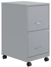 "Space Solutions 18"" 2 Drawer Mobile Smart Vertical File Cabinet, Teal"