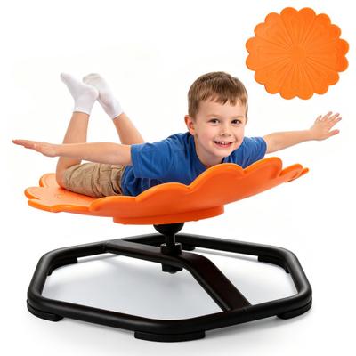 Costway Kids Sensory Swivel Chair with Sunflower Shape 360° Spinning Chair for Toddlers-Orange