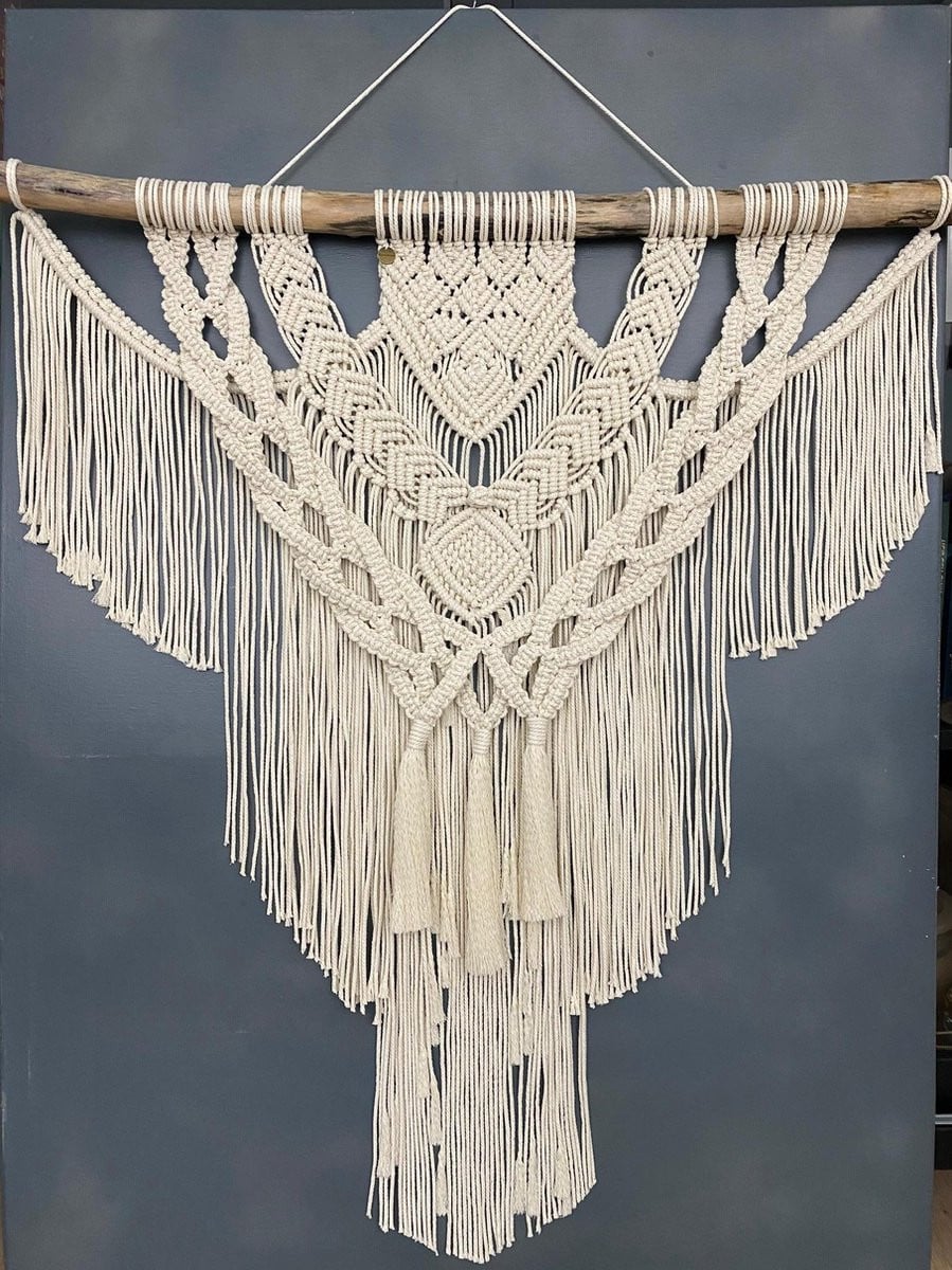 Handgemaakt Macramé Wandkleed Manolya - Ecru