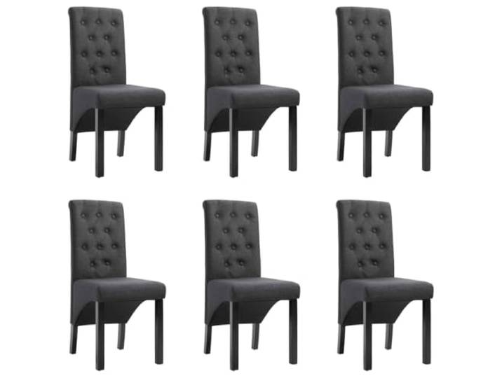 fsahslih Esszimmerstühle 6er Set Dunkelgrau Polsterstühle Holzgestell Bequeme Sitzmöbel mit weicher Polsterung und hoher Rückenlehne für eine harmonische Einrichtung in Küche und Wohnbereich.
