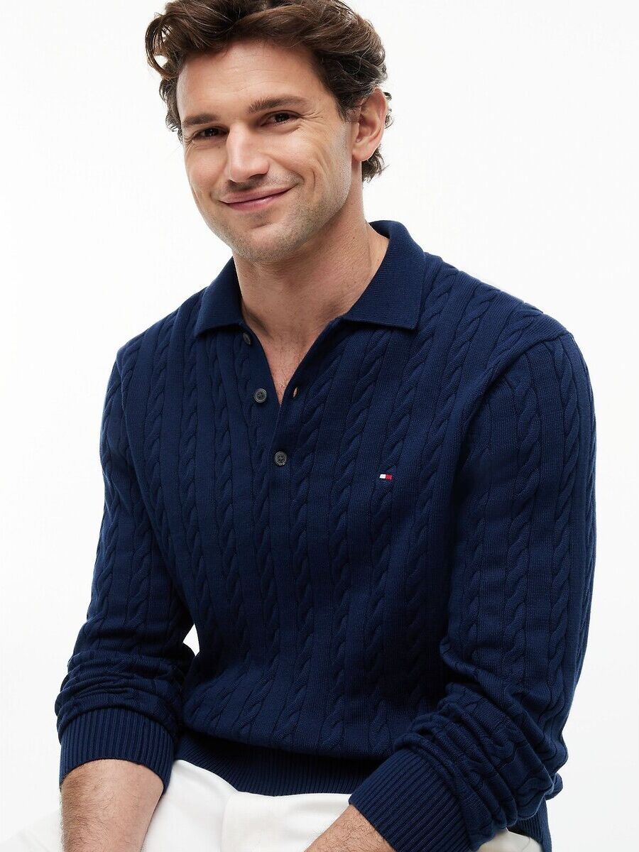 TOMMY HILFIGER Pull structuré col polo boutonné