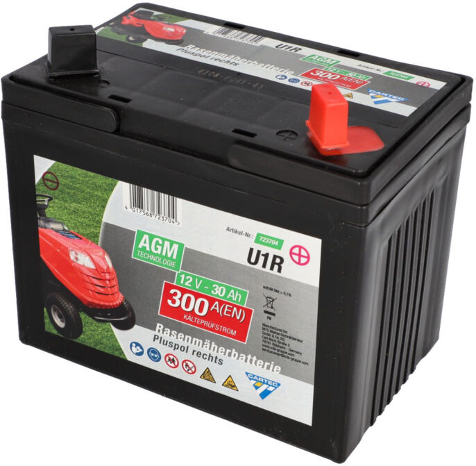 Cartec Rasenmäherbatterie 30Ah/300A +rechts