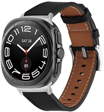 Everyday Crate Samsung Galaxy Watch Ultra 47mm Nappa Leather Watch Band Adjustable Genuine Leather Replacement Strap black