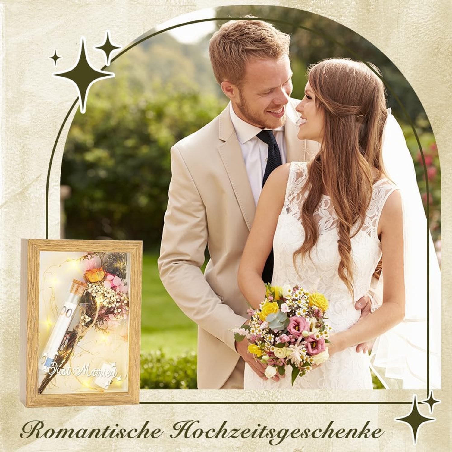 Vemera Geldcadeau Fotolijst met Gedroogde Bloemen en Lichtsnoer - 4 Modellen
