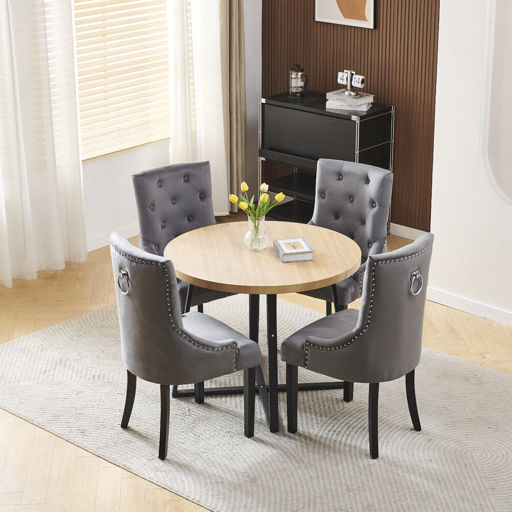 Marlow Home Co. Dining Set Dark Grey Ring Back Chairs#4
