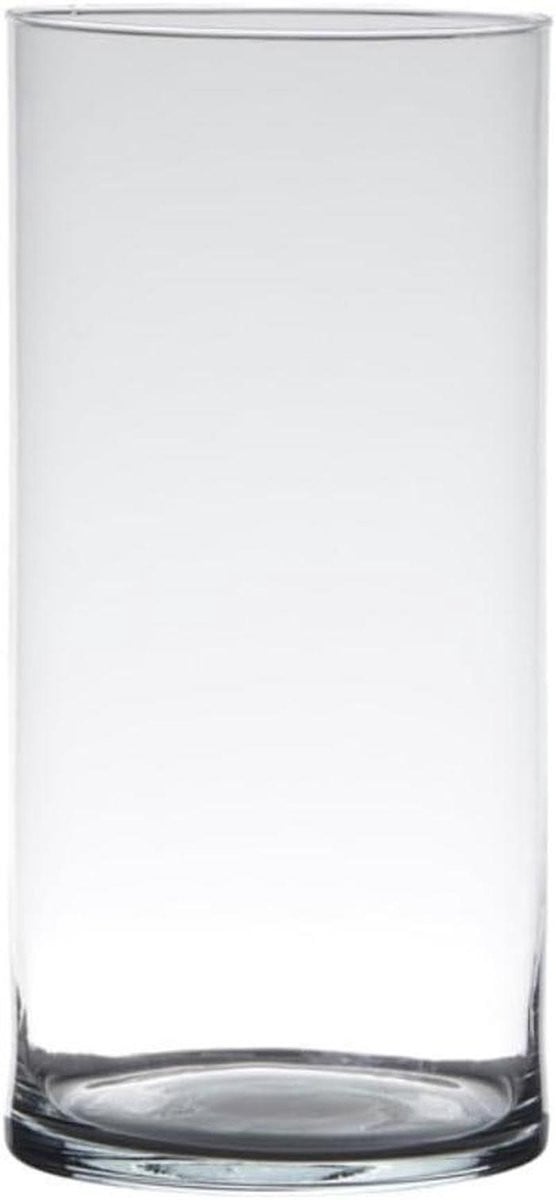 Transparante mondgeblazen glazen cilinder vaas voor decoratie, Hoogte: 25 cm