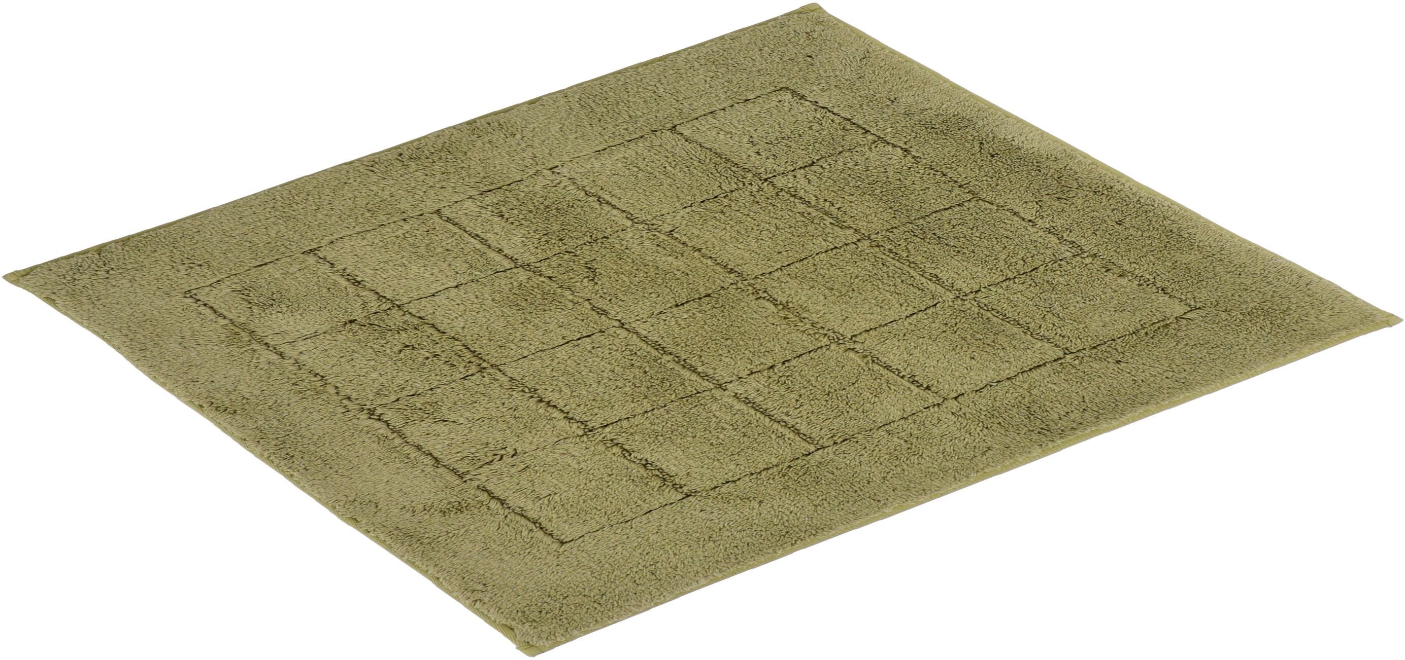 Badematte VOSSEN "Exclusive" Gr. 2, grün (alpine grün), H:20mm, Baumwolle, Badematten, Badematte, Badteppich, Uni-Farben, Karo Muster, Hoch-Tief Effekt, reine Baumwolle alpine grün rechteckig (55cm x 65cm )