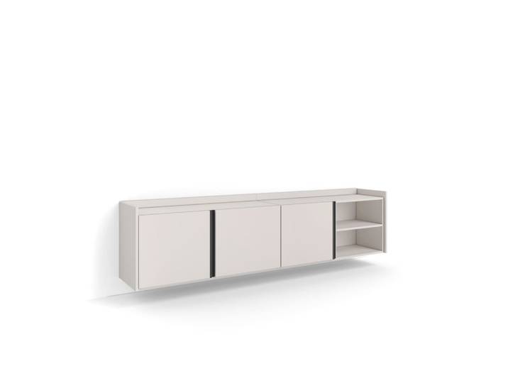 Meuble tv effet bois beige 207x35x50cm suspendu