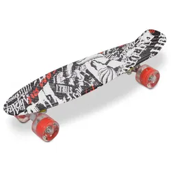 Byox Kinder Skateboard 22" Skull 85A PU LED Rollen ABEC 7 Lager Aluminium-Achsen rot