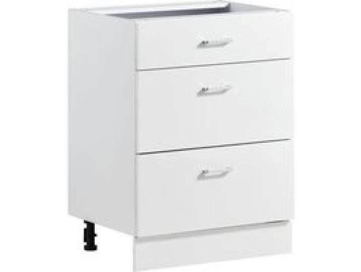 VEVOR Unterschrank 600x475x815 mm BxTxH Spanplatte Küchenunterschrank Weiß, für Waschküche und Bad, ohne Arbeitsplatte, im Shaker-Stil, mit 3 Schubladen, Soft-Close-Mechanismus und 3M-Laminierung