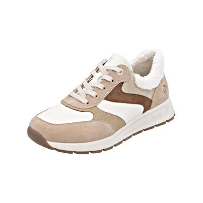 Sneaker REMONTE "Remonte Sneaker Leder", Damen, Gr. 38, Textil, beige (sand), Leder, Schuhe Sneaker